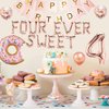 Four Ever Sweet Birthday Decorations, 4 Four Year Old Fourth 4th Birthday Decorations Girl Boy, Donut Birthday Party Decorations, Four Ever Sweet Backdrop Balloons,Donut Themed Birthday Party Supplies