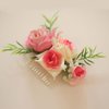 Fangsen Wedding Boho Pink Rose Flowers Floral Comb With Hair Clip Hair Accessories Floral Hair Headpiece