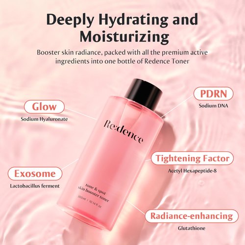 Redence Hydrating Toner with Rice Bran Extract Gentle Exfoliate, Non-irritating Even Tone, Unscented Korean Toner 300ml/ 10.14 fl. oz.