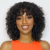 Short Bob Curly Human Hair Wigs with Bangs Wear and Go Glueless None Lace Front Human Hair Wigs for Black Women 180% Density Brazilian Unprocessed Virgin Kinky Curly Fringe Bang Wig Human Hair 14 inch