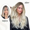 Slinsmei Remy Balayage Clip in Hair Extensions Dark Brown Color #8 Fading to Color #60 Platinum Blonde Balayage Human Hair Extensions Clip in Real Hair 7pcs 120g 18 Inch