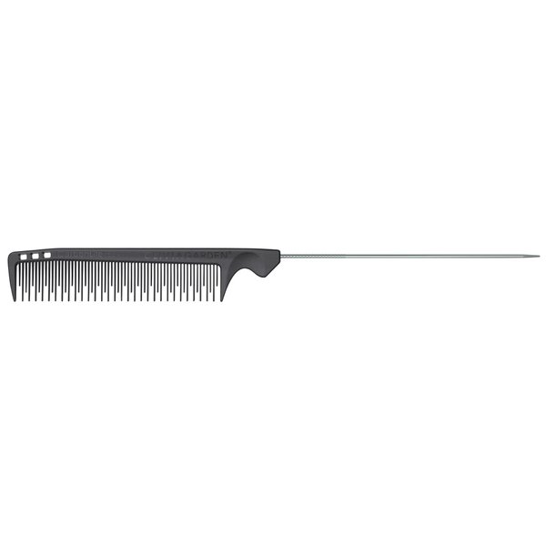 Olivia Garden CarbonLite Metal Tail Teasing Comb made of strong carbon, ultra-light, hight heat resistant, durable and anti-static