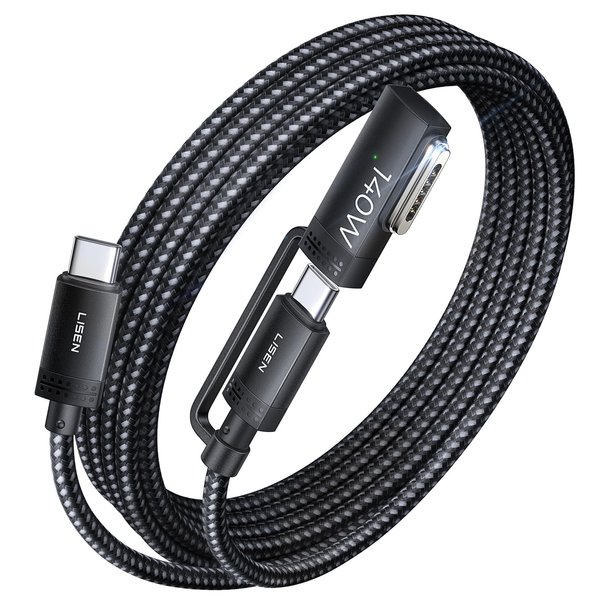 140W USB-C to Magnetic 3 Cable (6.6FT, Midnight), 480Mbps Data Transfer MacBook Air Charger Gen 3 Cord, Magnetic Safe 3 Cable Fit for 2024 MacBook Pro 14” 16" M4, 2023 MacBook Air 13“ 15" M3 & More