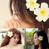 Koolgil Women's Fashion Hawaiian Foam Plumeria Flower Clips Plumeria Flower Bowknot Hair Clip for Bridal Wedding Luau Beach Tropical Vacation Party Hair Decorations (3 Sizes White)