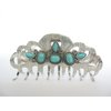 Hair claw clip turquoise blue stone textured silver metal western for thin hair
