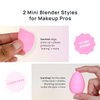 AOA STUDIO Collection MiNi Makeup Sponge Set Blender Latex Free and High-definition of 6 For Powder Cream Liquid, Super Soft Wonder Beauty Cosmetic 3 Tear Drop + Beveled Shape (Pink)