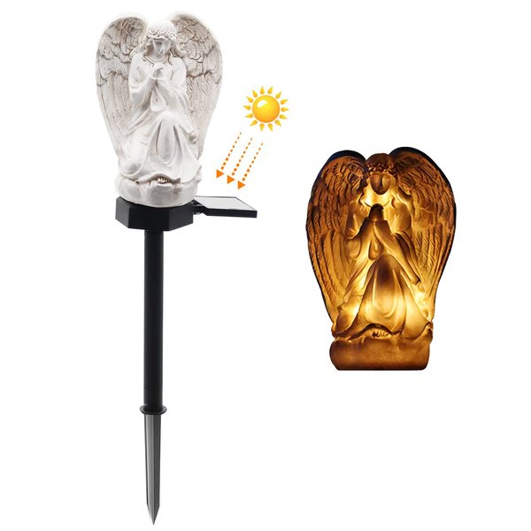 WAYDA Solar Light Outdoor Angle for Cemetery, LED Waterproof Angel Lamp, Solar Angel Lights for Garden, Balcony, Yard, Memorial Gifts