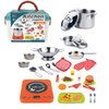 Stainless Steel Box Kitchen Set and Food Play Kitchen Toys Cooking Set 31 Pieces for Toddlers Preschoolers Kids Girls Boys Age +3 Years by VALESSATI