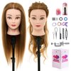 Neverland Beauty Mannequin Head with 60% Real Human Hair, 24 Inch Cosmetology Mannequin Doll Head for Hair Styling, Hairdressing Training Practice Braiding Manikin Head with DIY Hair Styling Set