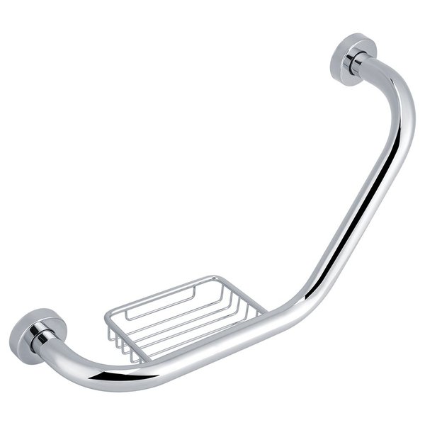 Topyond Shower Grab Bar with Soap Holder, Stainless Steel Toilet Handle, 135-Degree Curved Armrest, Wall-Mounted Safety Handle, Anti-Slip Design for Bathtubs and Showers