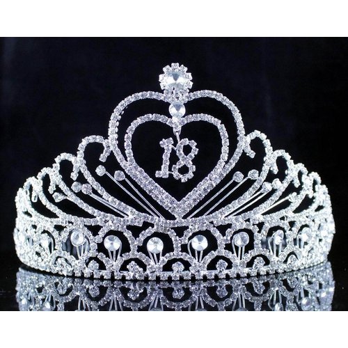 Janefashions EIGHTEEN YEARS OLD 18 BIRTHDAY PARTY RHINESTONE TIARA CROWN HAIR COMBS T2305