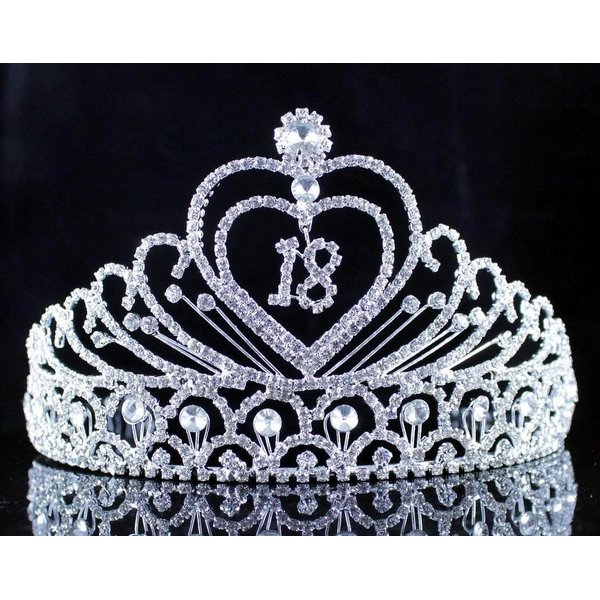 Janefashions EIGHTEEN YEARS OLD 18 BIRTHDAY PARTY RHINESTONE TIARA CROWN HAIR COMBS T2305