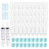 AMORIX 50PCS 10ml Lip Gloss Tubes Clear Empty Lip Balm Containers with Blue Cap Refillable Soft Cosmetic Squeeze Tubes for Lip Gloss Base Glitter Pigment Powder 2 Syringes + Tag Labels Stickers