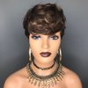 HOTKIS Pixie Cut Wig Human Hair Natural Wavy Short Wigs Human Hair with Layered Cut Pixie Wig Short Human Hair Wigs for Black Women Highlight Brown Pixie Wigs F4/27#