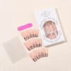 Long Press on Nails Square,Leopard Print French Tips Fake Nails Full Cover Stick on Nails with Sparkly Rhinestones Design Glossy False Nails 3D Nail Charms Long French Nails Kit for Women Girls-24 Pcs