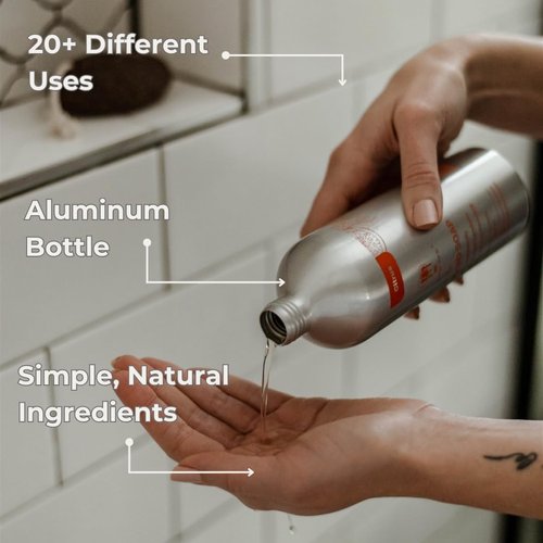 Castile Soap All-in-One Liquid Soap, 15.9 Oz - Natural, Biodegradable & Vegan, Gentle Multi-Purpose Cleaner for Body, Face, Hair & Home, Ideal for Sensitive Skin, Eco-Friendly Formula (Peppermint)