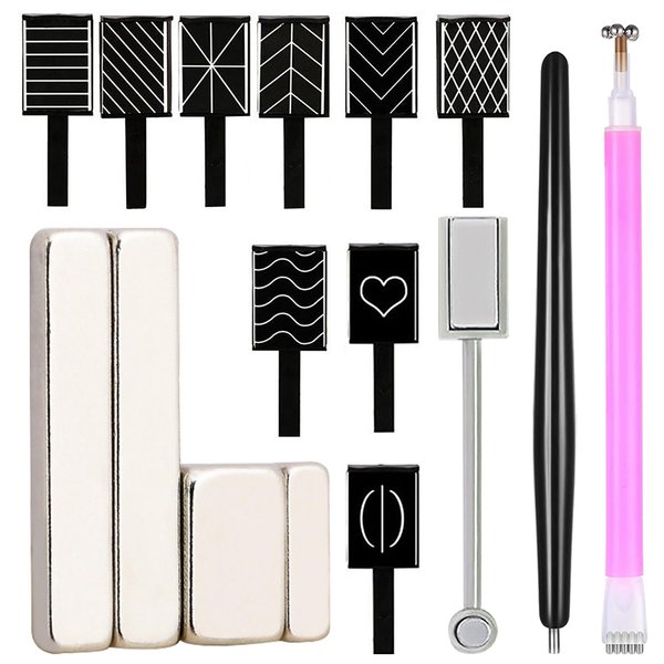 YECIRALA 16 Pieces Nail Art Magnet Tool Set For Cat Eye Nail Polish Magnet Wand Magnetic Nail Pen Dual Ended Cat Eye Magnet Wand Magnet Stick For DIY Gel Polish Gradient Nail Art Designs Magnets