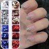 Independence Day Nail Art Glitter Flakes 12 Grids Nail Sequins Star Nail Supplies Mixed Blue Red Sequins Crafts Charms Designs DIY USA Nail Decorations Nail Art Accessories for Women Girl