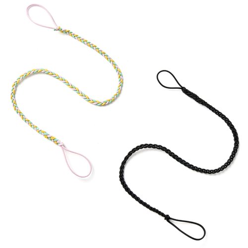 MoyRetty 2PC Spiral Hair Tie 25" Sprots Ponytail Holders, Elastic Braided Riptie Hair Ties No Damage for women Beige&Black
