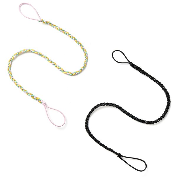 MoyRetty 2PC Spiral Hair Tie 25" Sprots Ponytail Holders, Elastic Braided Riptie Hair Ties No Damage for women Beige&Black