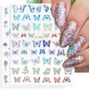 8 Sheets Butterfly Nail Art Stickers 3D Self Adhesive Nail Art Design Heart Laser Nail Sticker Holographic Glitter Butterfly Flame Laser Silver Flowers Nail Decals for Women Girls DIY Manicure Tips