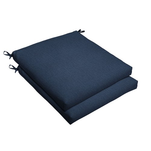 Sorra Home Sunbrella Bristol Square Chair Cushion (Set of 2) - Fade & Water Resistant, Outdoor & Indoor Patio Seat Cushion with Plush Foam - Spectrum Indigo (19" x 19" x 2.5")