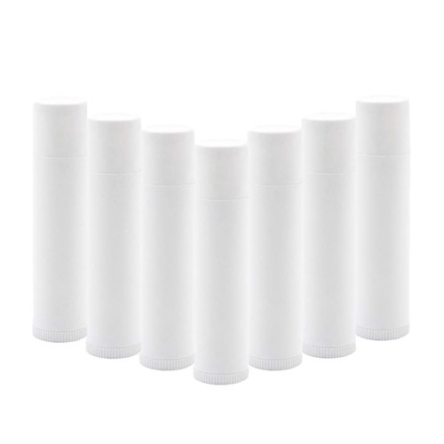 50 PCS White Plastic Empty Lip Balm Tubes Containers DIY Lipstick Lip Salve Tubes Holder Dispenser for Travel Business Trip Camping Hiking