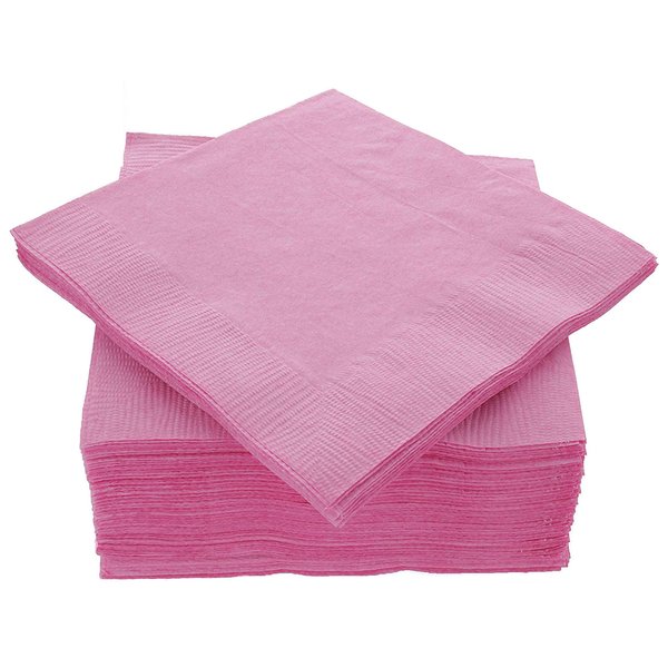 Amcrate Big Party Pack 100 Count Pink Beverage Napkins - Ideal for Wedding, Party, Birthday, Dinner, Lunch, Cocktails. (5” x 5”)