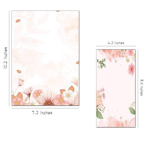 30 Stationery Writing Paper with 18 Self Adhesive Envelopes, Stationary Set for Writing Letters, Cute Stick Stationary Set, 6 Unique Designs, Double Sided Printing (48)