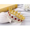 SSNUOY Queen Crown for Women Full Round Birthday Cake Topper Red Rhinestone Crown Queen Tiara