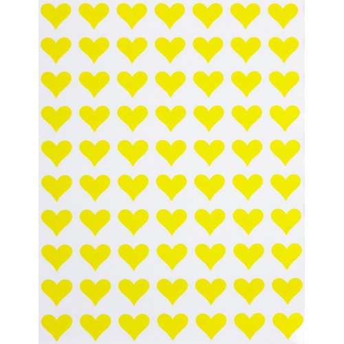 Royal Green Mini Hearts Stickers for Decoration 1/2 inch Colored Label Hearts for Arts, Crafts, Party Supplies, and Scrapbooking, 1050-Pack (Yellow)