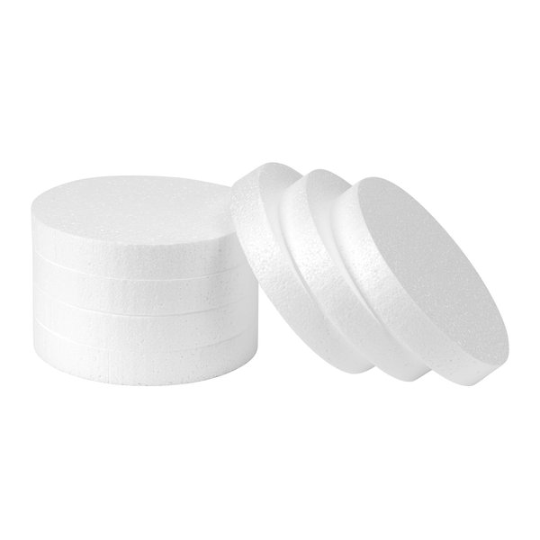 Crafare 6x6 Inch Foam Circles for Crafts 7 Pack 1 Inch Thick Round Polystyrene Discs White for Wedding Holiday Christmas Crafts Making and School Projects DIY