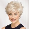 EMMOR Short Platinum Blonde Human Hair Wigs for Women Blend Pixie Cut Wig With Bang,Natural Daily Use Hair (Color 600#)