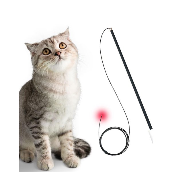 BAEKOKO Firefly Feather Laser Cat Interactive CAT Toy Laser Firefly Hunting (RED)