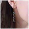Allereyae Vintage Crystal Emerald Threader Earrings Emerald Square Stud Earrings Long Chain Tassel Dangle Earrings Gold Bar Pull Through Earrings Jewelry for Women
