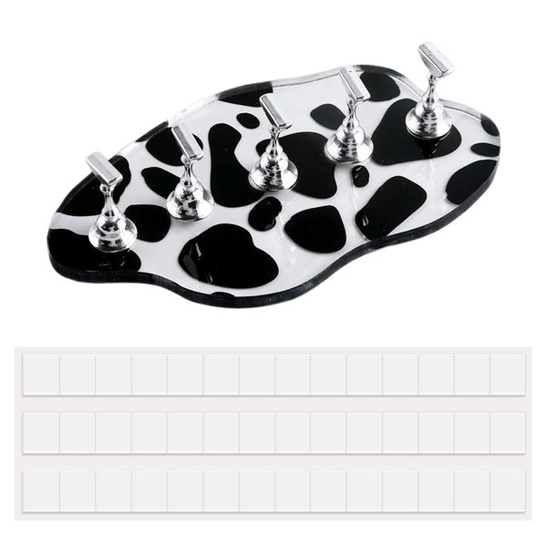 ZOQINI 1Set Acrylic Nail Stand with 42pcs Reusable Putty Metal Nail Holder for Painting Nail Display Stand Nail Hand Practice Nail Tip Stand Magnetic Nail Art Tools DIY for Homes and Salons
