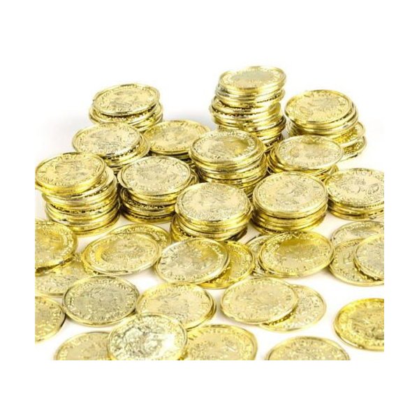 100 Plastic Pirate Gold Play Toy Coins Birthday Party Favors Pinata Money Coin
