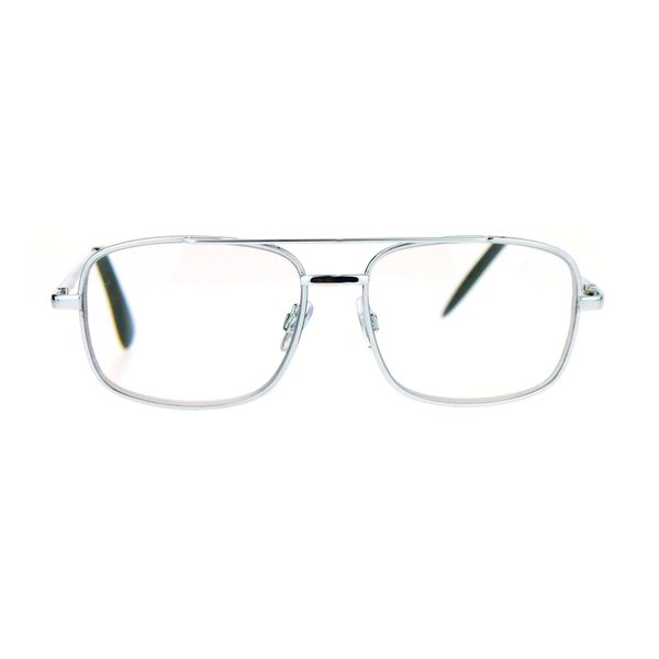 SA106 Rectangular Metal Frame Multi 3 Focus Progressive Reading Glasses Silver +1.75