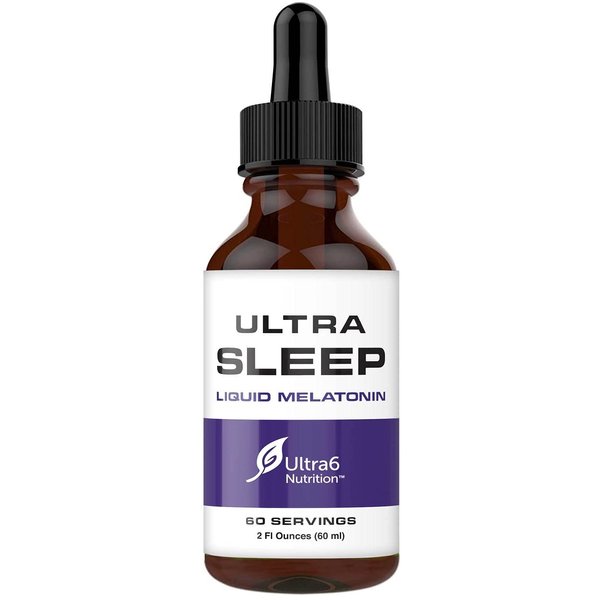 Ultra6 Nutrition Melatonin Drops with Valerian Root - Liquid Melatonin Sleeping Supplement with 5 HTP & Passion Flower - A Liquid Sleep Aid Strength Blend for Adults