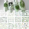 12pcs Green Leaf Nail Stickers - Diowino Water Transfer Nail Art Stickers Tropical Rain Forest Leave Series Nail Decals Nail Accessories for Acrylic Nails Women Girls