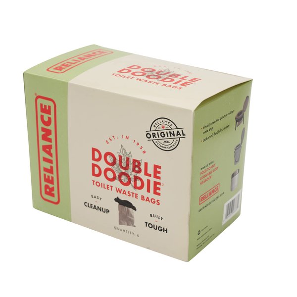 Reliance Products Double Doodie | Portable Toilet Waste Bags | No Gel | 6 Pack, Black, (2683-13)