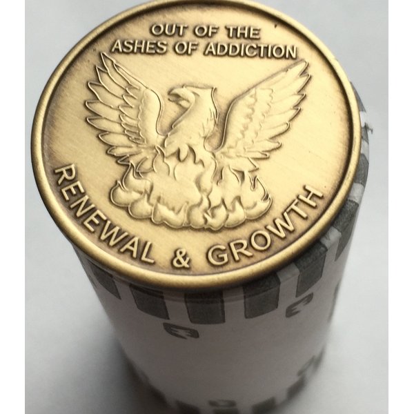 wendells Bulk Lot of 25 Out of The Ashes of Addiction Renewal and Growth Medallions Serenity Prayer Chips
