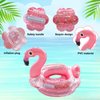 Fudragtn Inflatable Flamingo Unicorn Pool Floats for Kids, 2 Pack Swim Rings with Safety Seat and Handle, Pool Tubes for Floating, Fun Beach Floaties, Summer Party Pool Toys for Toddlers