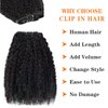 Yacurcur Afro Kinky Curly Clip in Hair Extensions Human Hair 4C Hair Clip in Extensions 8pcs 120g/set 10A Brazilian Virgin Natural Hair Clip Ins for Black Women Natural Black Color 12 Inch