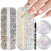 Nail Rhinestones and Pearls Nail Charms, HAOZHER 11000 PCS Crystals Nail Gems and Rhinestones for Nails, 4 Box Nail Jewels for Nail Art Rhinestones Kit, 3D Pearl Nail Charms Wax Pencil for Rhinestones
