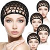 5 Pack Mesh Crochet Hairnet Rayon Knit Neck Caps Cropped Women's Hairnet Crocheted Night Caps (Black)