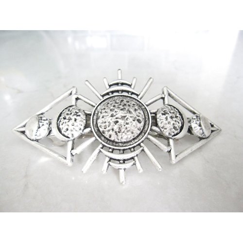 Generic Long silver metal celtic viking nordic metal filigree hair clip barrette