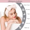 2 Pcs Bowknot Spa Headband, Soft Coral Fleece Facial Makeup Hair Wrap Makeup Fluffy Headband for Women Girls Washing Face Skincare(White/Grey)