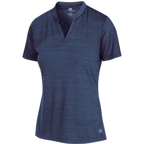Three Sixty Six Women’s Short Sleeve Collarless Golf Polo Shirt - Dry Fit, Breathable, Compression Golf Tops Cadet Blue