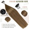 LaaVoo Brown I Tip Hair Extensions Ombre Medium Brown with Light Brown to Golden Brown Hair Extensions Itips Human Hair 16" 50g 50s